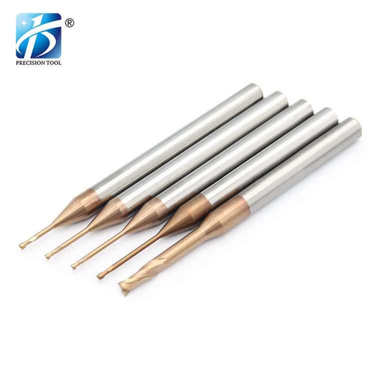 HRC55, 2 Flute, Solid Carbide Endmill, Micro Diameter，Long Necked, Square End, Ballnose, for Steel Processing