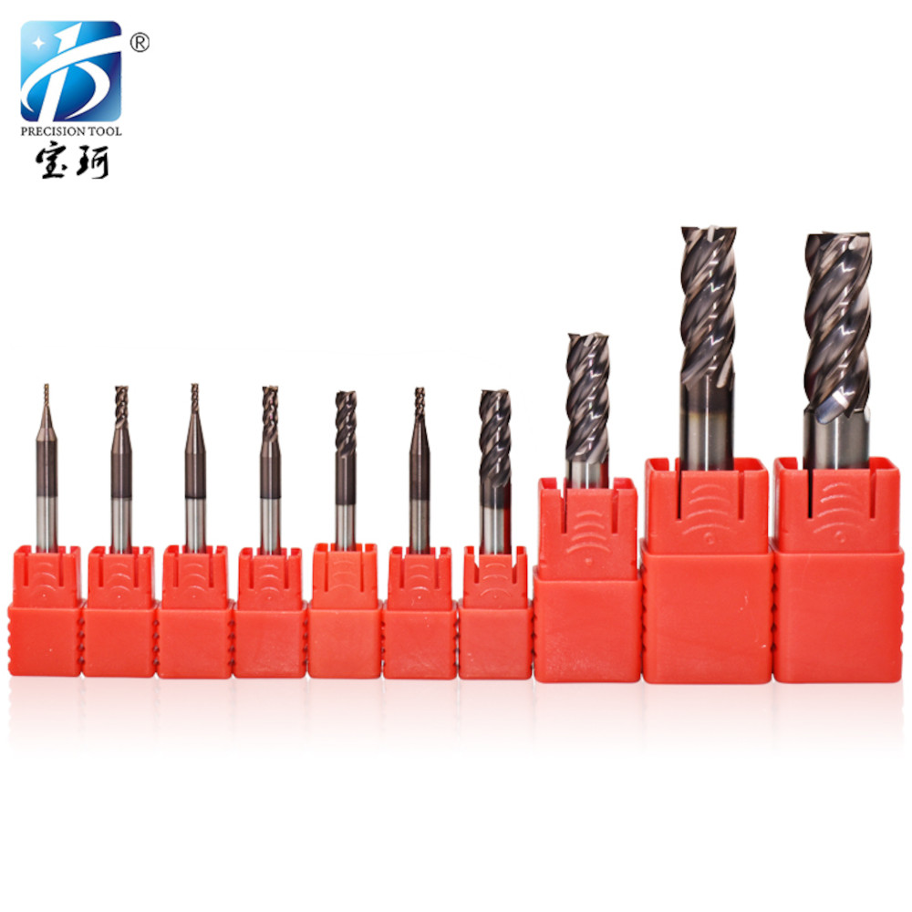 Baoke 4f HRC65° Solid Carbide Endmill CNC Milling Cutter Tool for Metal Milling Cutter Router Bits Square Face End Mill HRC 45/55/60/70 CNC Cutting Tools