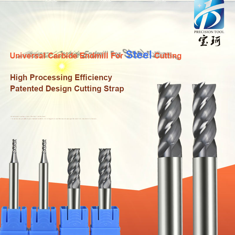 Baoke Endmill Bits for Hardened Steel Variable Helix Angle 4flutes Carbide End Mill Manufacturer Metal Cutting Tool HRC55 Nano Blue Square Flat End Mills