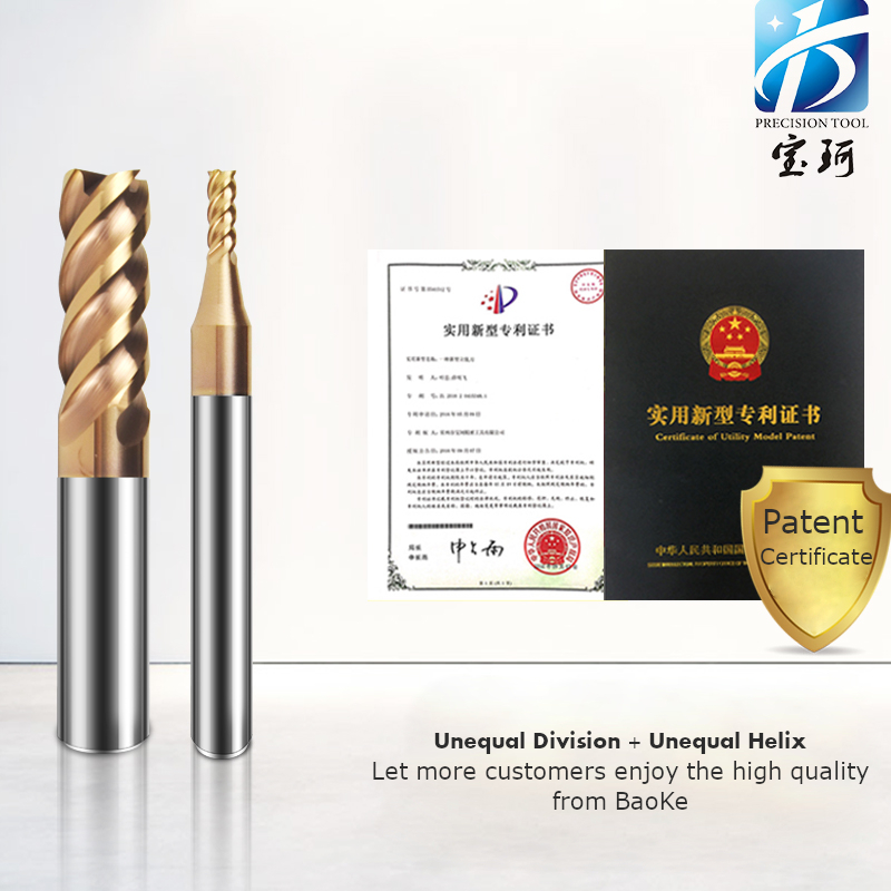 Baoke Chinese Factory Direct Sale Solid Carbide Endmill for High Hardness Steel Precision Machining Efficient Cutting End Mill for High Speed Cutting