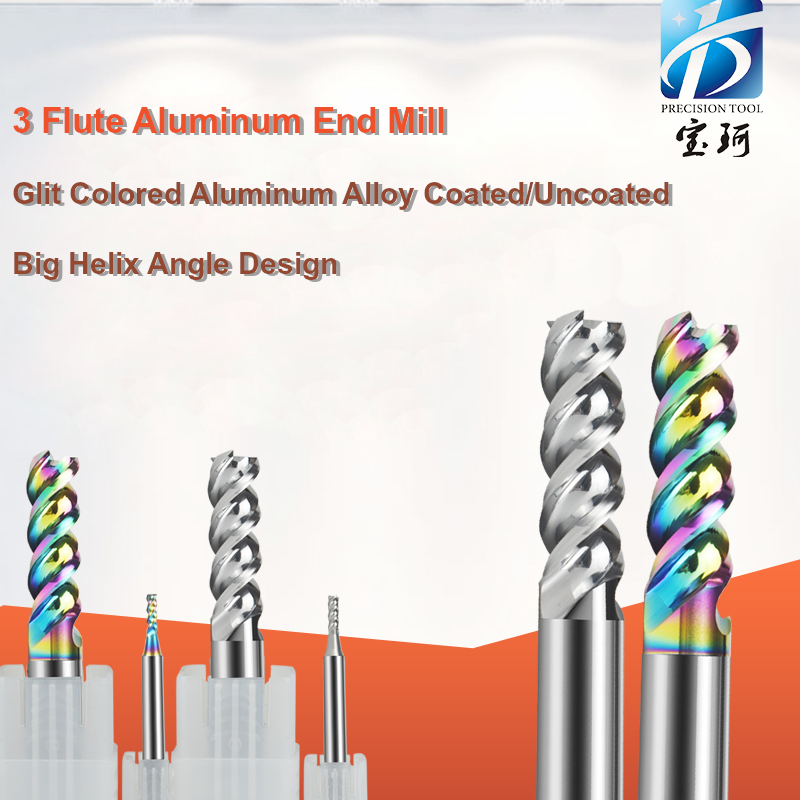 Baoke 3 Flutes End Mill Manufacturer Wholesale Milling Cutter Metal Cutting Tool HRC55 Carbide Aluminium End Milling CNC