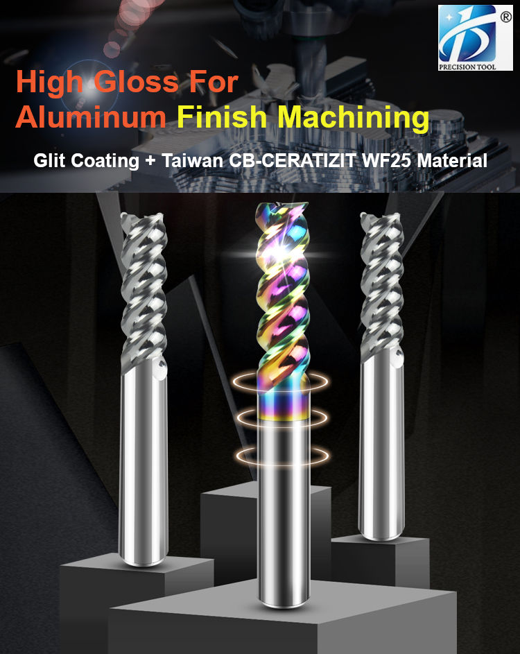 HRC55 3 Flute Solid Carbide Endmill Square End for Aluminum Processing