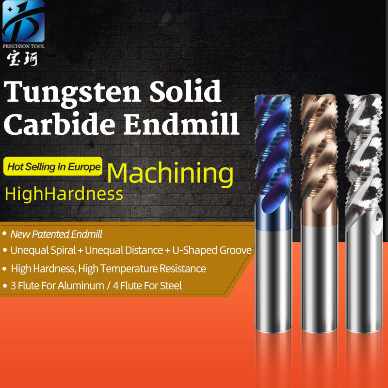 HRC55, 3 Flute, Solid Carbide Endmill, Rough Milling Endmill, for Aluminum Processing