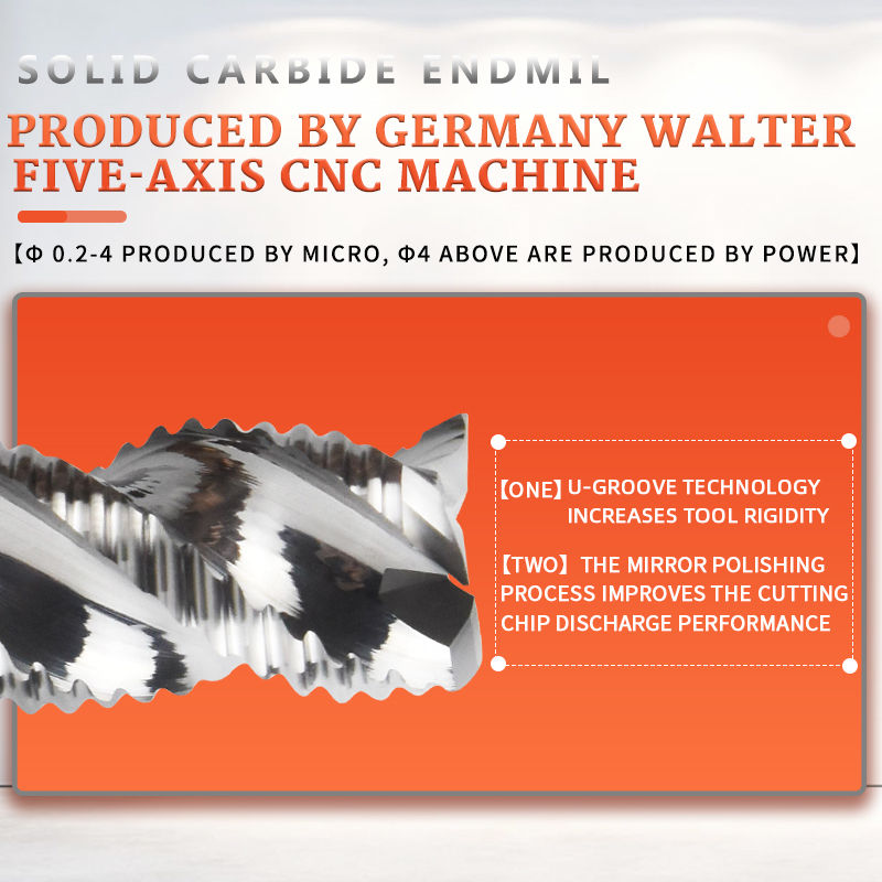 HRC55, 3 Flute, Solid Carbide Endmill, Rough Milling Endmill, for Aluminum Processing