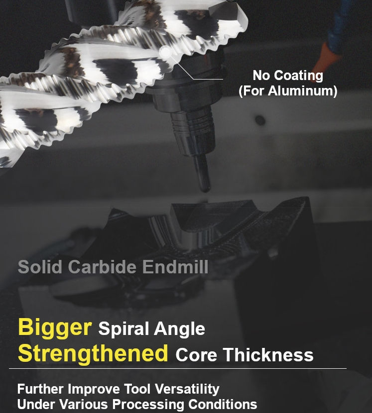 HRC55, 4 Flute, Solid Carbide Endmill, Rough Milling Endmill, for Steel Processing
