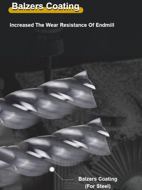 HRC55, 4 Flute Endmill, Square End, for Steel Processing