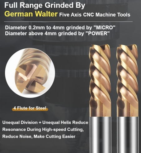 HRC60 Coated U-shaped Groove Solid Carbide Endmill For Modulation Quenching Steel