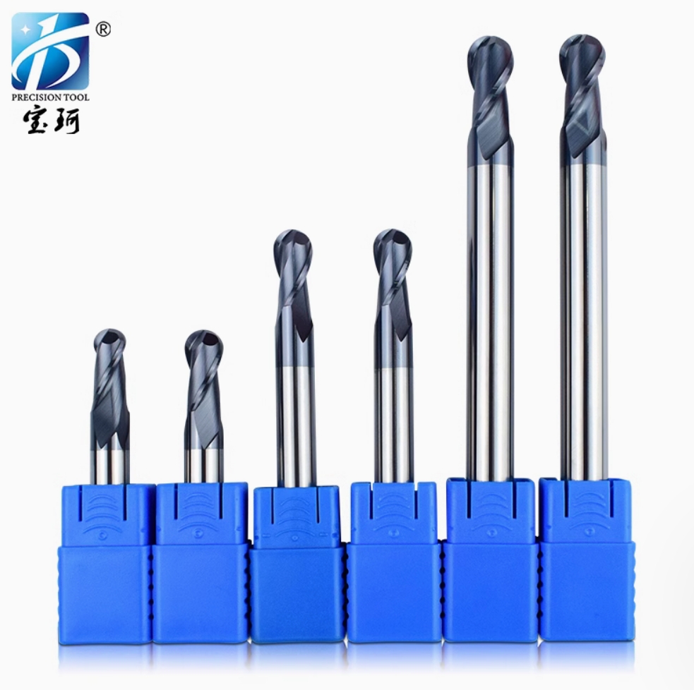 Baoke Manufacturer HRC55 Degree 2 Flutes Ballnose Endmill CNC Cutter 20mm Carbide Milling Cutter Ball Nose End Mill Bits Ball Nose CNC Steel Cutter