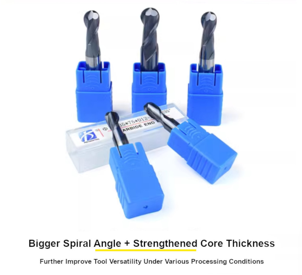 Baoke Ball Nose Engraving Bits for Wood Tungsten Carbide Milling Bit Router CNC Tool Two Flutes Spiral End Mill Cutters 4mm 6mm End Mill Milling Cutter